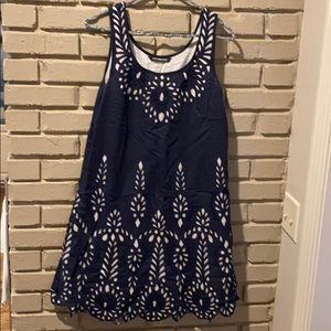 Navy blue eyelet dress
